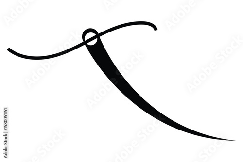 Surgical Needle and Suture Needle Icon on white background.