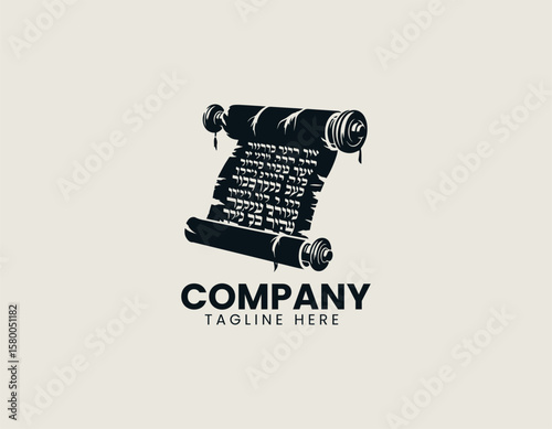 Sacred Book of Lamentations Jewish Heritage Mourning Remembrance Vector Logo Design