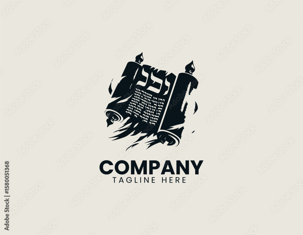 Fototapeta premium Sacred Book of Lamentations Jewish Heritage Mourning Remembrance Vector Logo Design