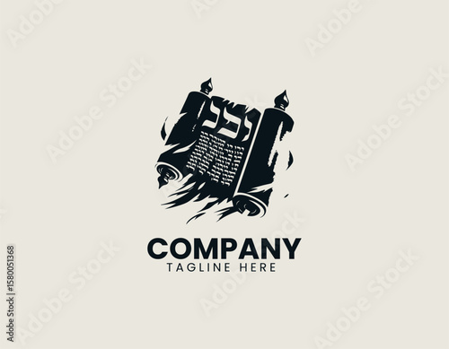 Sacred Book of Lamentations Jewish Heritage Mourning Remembrance Vector Logo Design