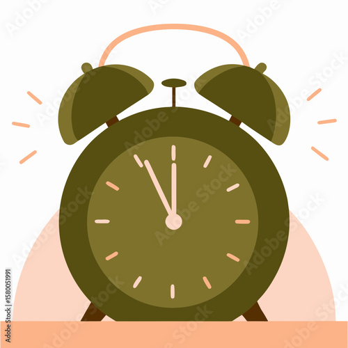 Vintage alarm clock with bells showing time in morning light  