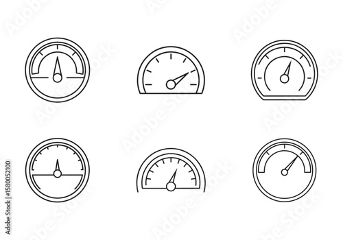 set of speedometer icon line art vector illustration