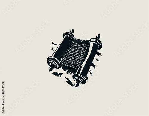 Sacred Book of Lamentations Jewish Heritage Mourning Remembrance Vector Logo Design