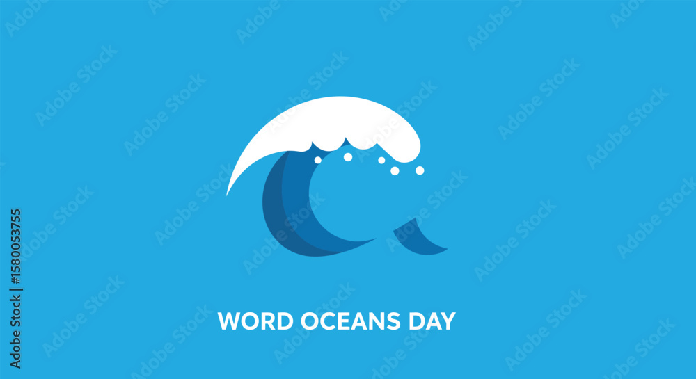 Obraz premium World Oceans Day Wave Illustration