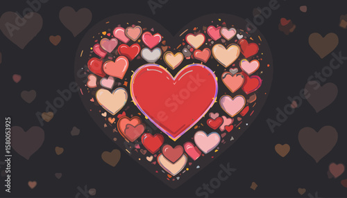 red heart on black background