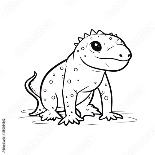 A black and white drawing of a Gila coloring page illustration.