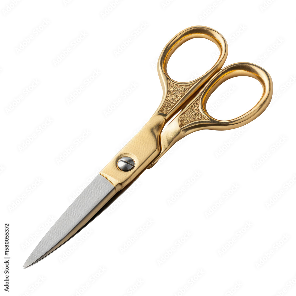 Elegant Gold Scissors with Silver Blades on Transparent Background Elegant Gold Scissors with Silver Blades on Transparent Background