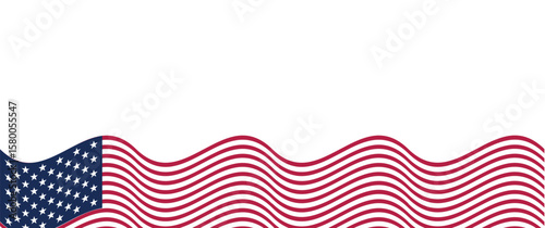 USA waving flag. American national symbol isolated on white background. Banner design element