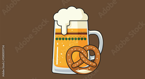 Bavarian Beer Mug with Pretzel