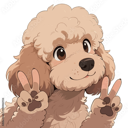 White fluffy toy poodle puppy sitting adorably in a studio portrait