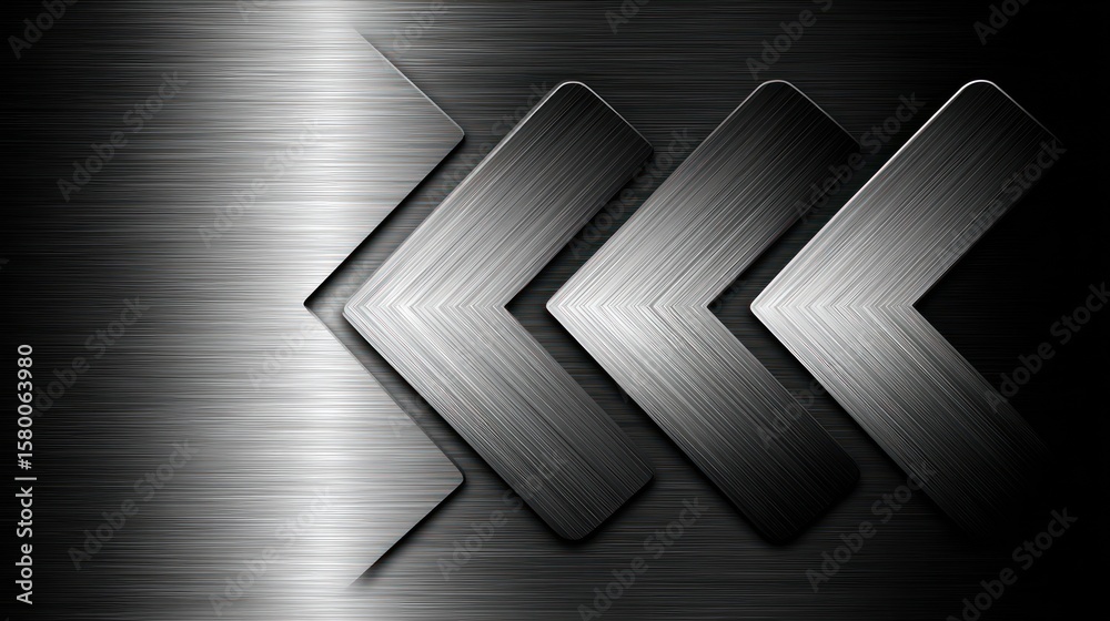 Obraz premium Metallic chevron shapes on a textured, dark metallic gradient background, industrial feel