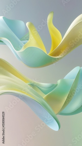 Abstract Flowing Shapes in Pastel Hues