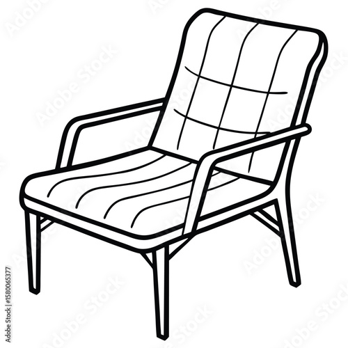 Modern chair line art illustration isolated on transparent background