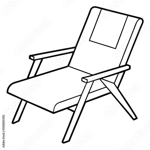 Modern chair line art illustration isolated on transparent background