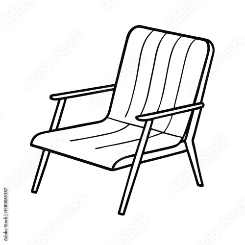 Modern chair line art illustration isolated on transparent background