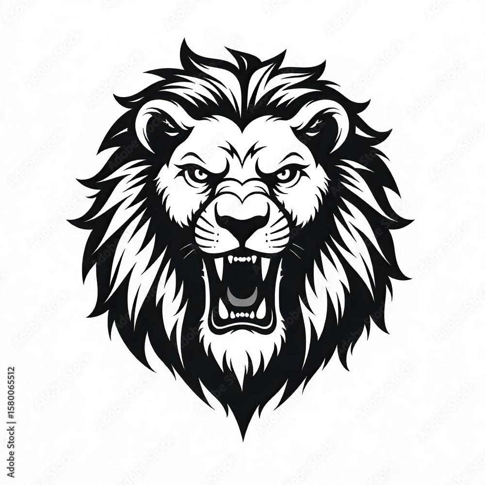 Obraz premium simple monocrome lion head mascot logo
