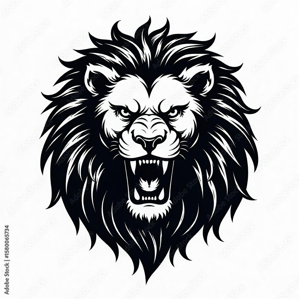 Obraz premium simple monocrome lion head mascot logo