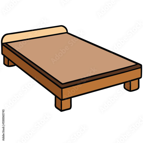 Illustration of a bed with blue mattress isolated on transparent background