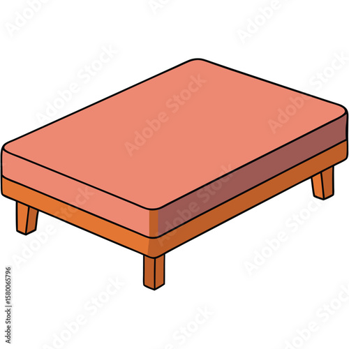 Illustration of a bed with blue mattress isolated on transparent background