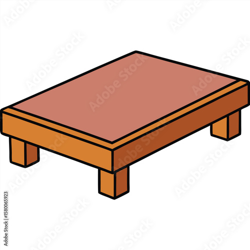 Illustration of a bed with blue mattress isolated on transparent background