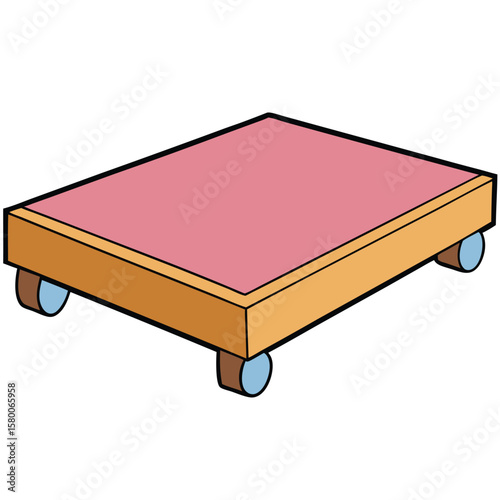 Illustration of a bed with blue mattress isolated on transparent background