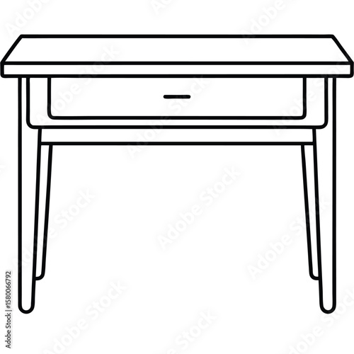 Vintage vanity table with drawers isolated on transparent background