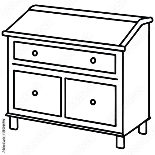 Vintage vanity table with drawers isolated on transparent background