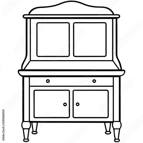 Vintage vanity table with drawers isolated on transparent background