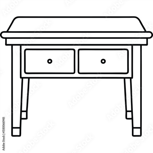 Vintage vanity table with drawers isolated on transparent background