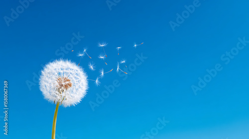 Dandelion With Seeds Blowing Away Blue Sky 29810032 1