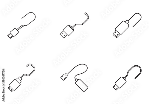 usb c adapte icon line art vector illustration