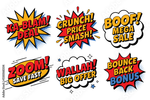 Vibrant Comic Book Sound Effects: Pop Art Design Elements