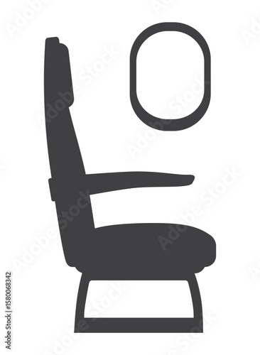  seat and window in the airplane cabin icon