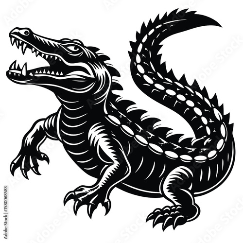 black and white crocodile 