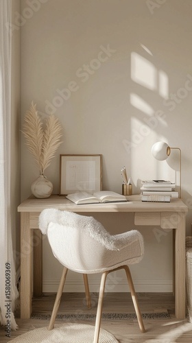 Cozy Minimalist Workspace with Natural Light