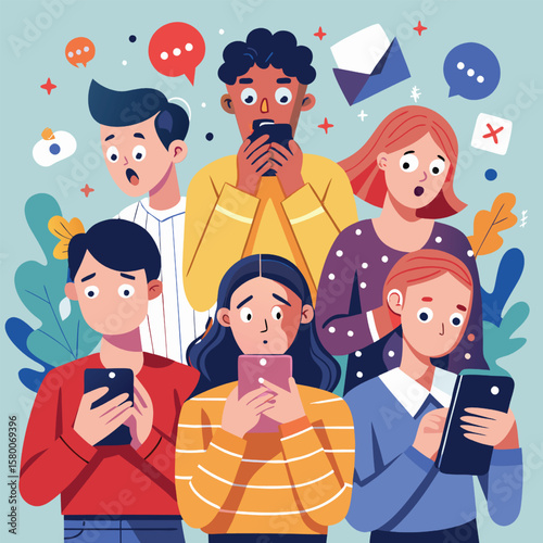 group of business people are using phone 