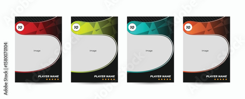 Set of player trading card templates, Photo frame, and border collection for soccer, hockey, volleyball, and basketball players. Sport flyer layout design template (EPS 10)