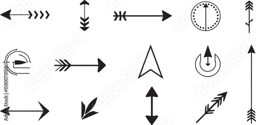 A black arrow set vector symbol for web design with direction icons