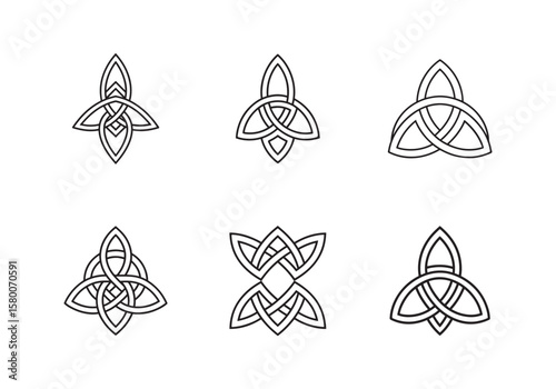 set of celtic rune icon line art vector illustration