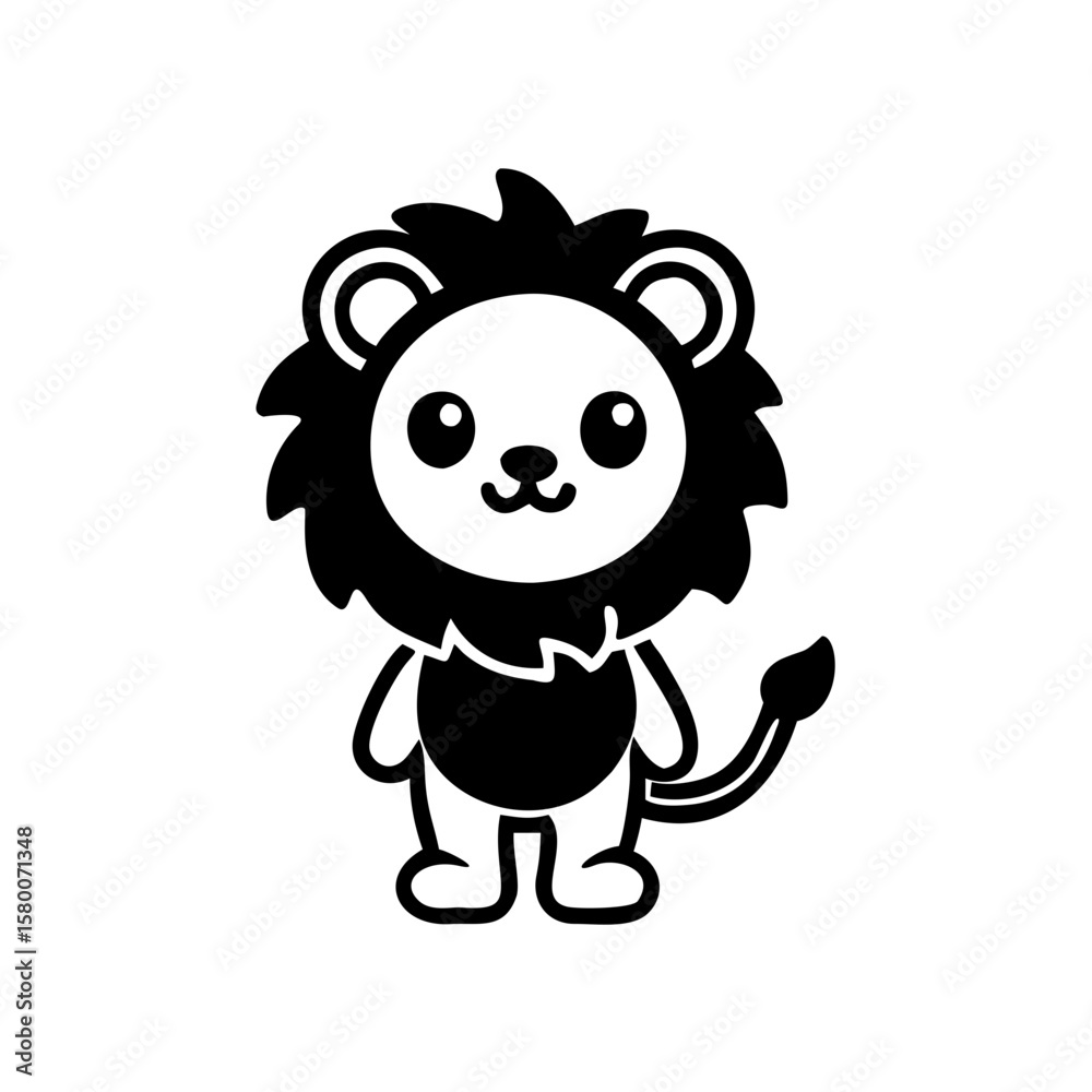 Fototapeta premium A charming cartoon lion character design with a playful and friendly expression