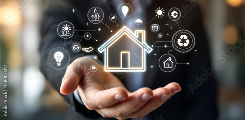 Smart Home Technology with Digital Innovation Icons
