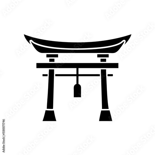 Iconic Japanese Torii Gate in Black Silhouette Symbolizing Sacred Space