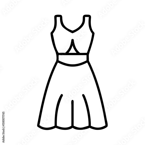 Illustration of a simple, elegant sleeveless dress with a fitted bodice