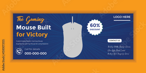 Black friday gaming mouse sale social media banner design template