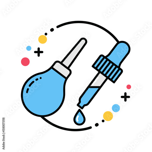 Ear Syringe and Medicine Dropper Medical Icon