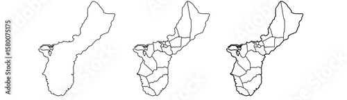 Guam map – vector illustration of island outline, regions, and major landmarks