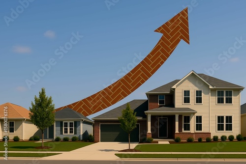 Housing growth with arrow showing growth