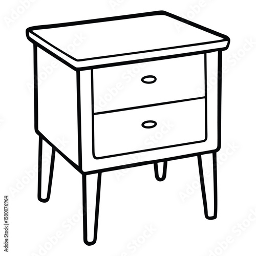 Illustration of a bedside table isolated on transparent background
