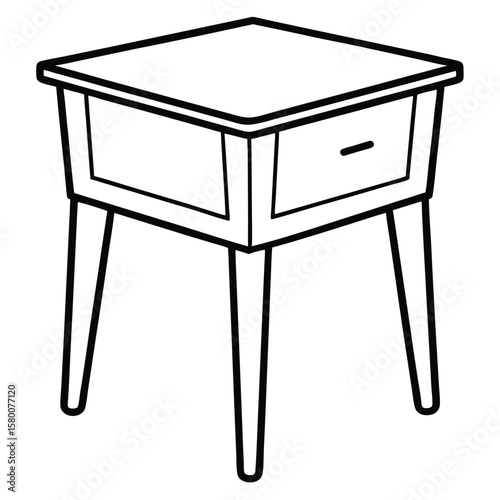 Illustration of a bedside table isolated on transparent background