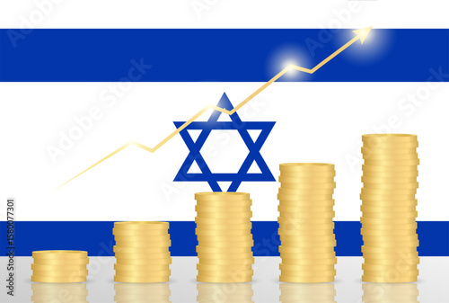 Israel Economy. Flag of Israel with Financial Graph. Stock Market Investment Concept. Vector Illustration.  